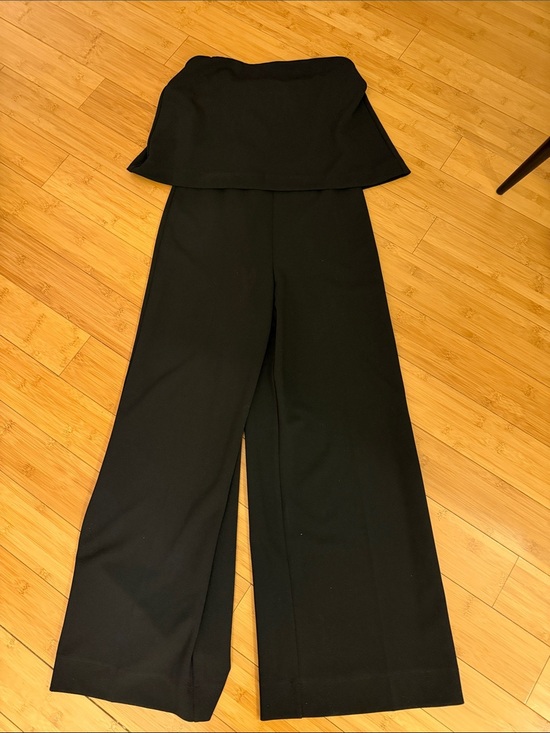 RACHEL Rachel Roy Pants - RACHEL Rachel Roy Black Strapless Wide-Leg Jumpsuit